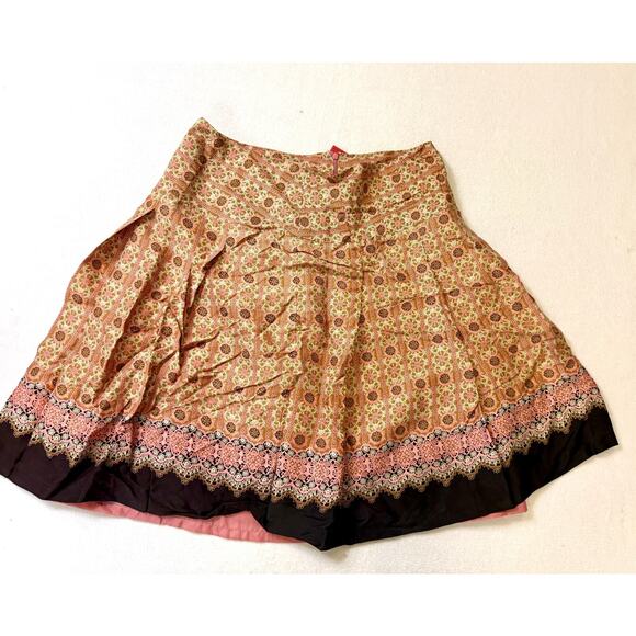 vtg anthropologie tapemeasure pleated silk skirt geometric‎ Boho Festival 10 - Picture 1 of 12